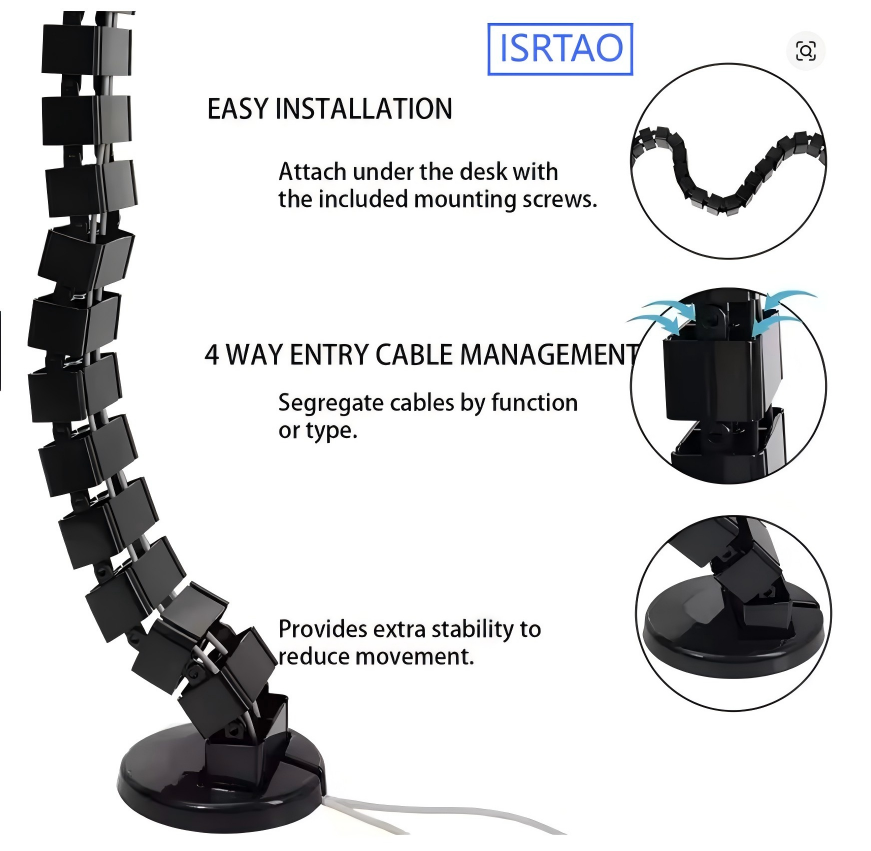 Cable Tray Under Desk - ISRTAO Support de gestion des câbles