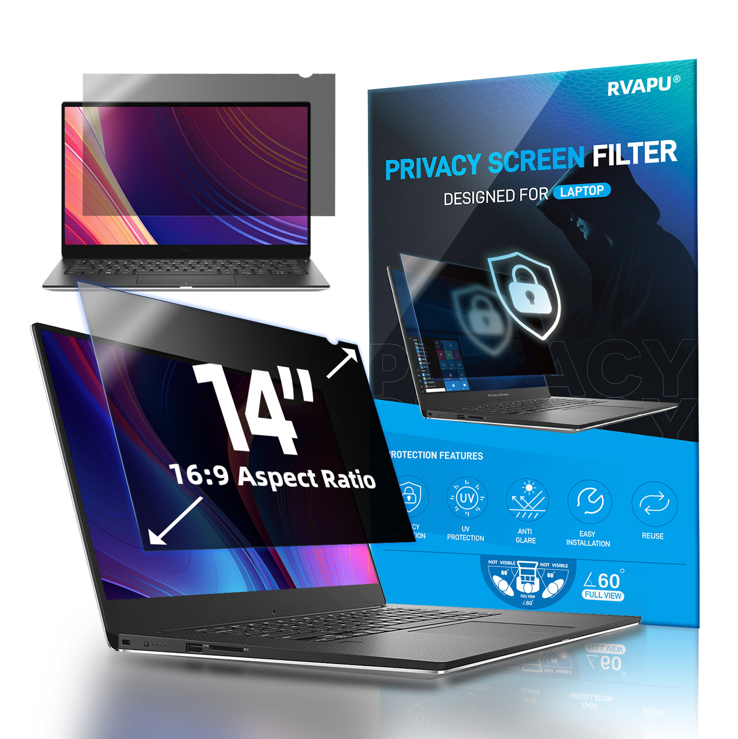 Monitor Privacy Filter - Protecteur d'écran anti-peep/espion pour ordinateur portable